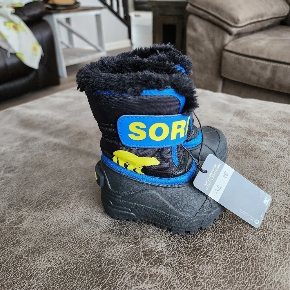 Sorel Toddler Snow Commander Boot – Black, Super Blue